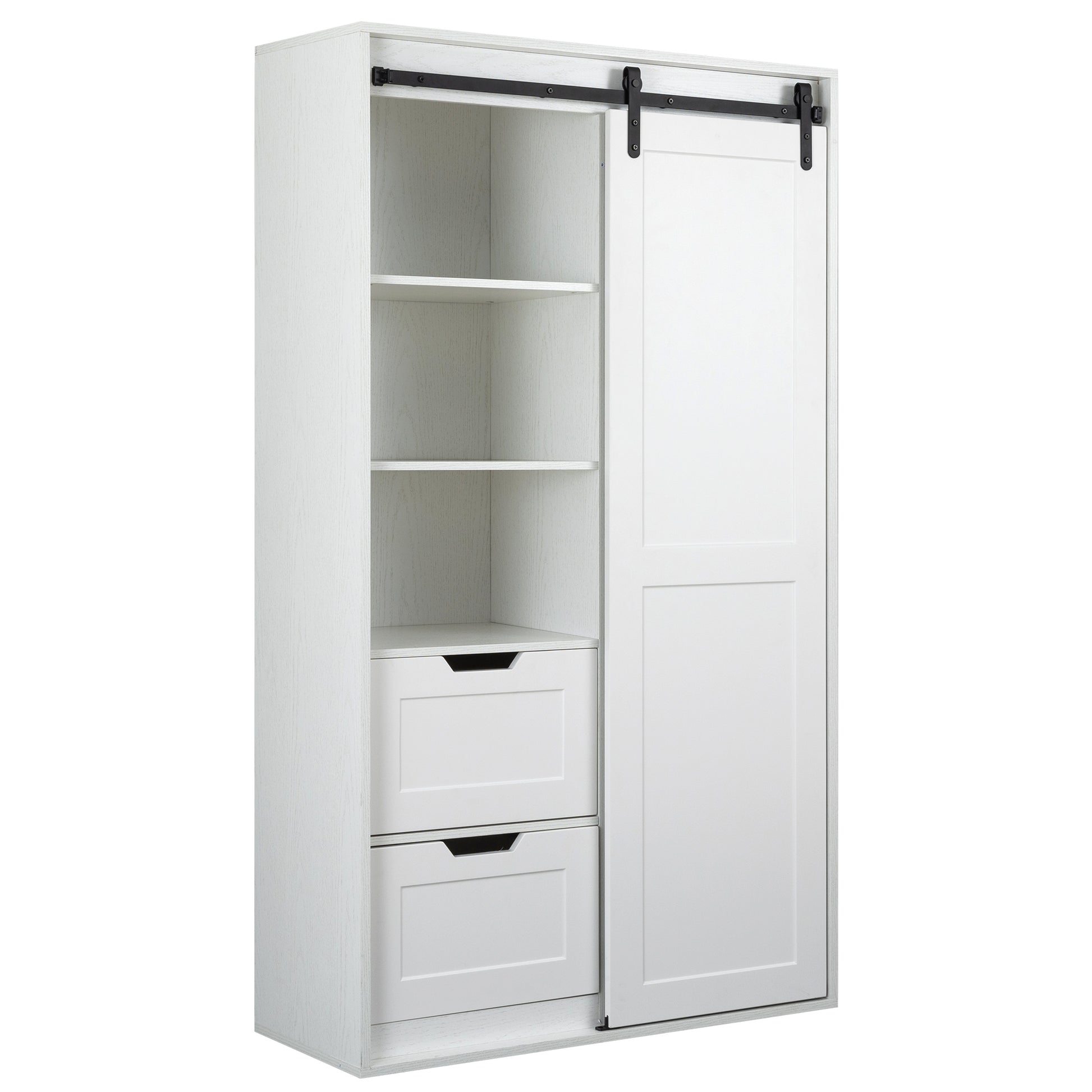 71 Inch Closets,Large Closets Laundry Cabinets,Plastic Suction Process,Farm Slide Barndoors,Save Open Space,Brand Hardware,Silent Slide,Can Be Used For The Bedroom,Cloakroom,Livingroom,Color:White 5 Or More Spaces Antique White Drawers Included Primary