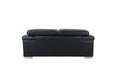 Top Grain Italian Leather Loveseat Black Foam Leather