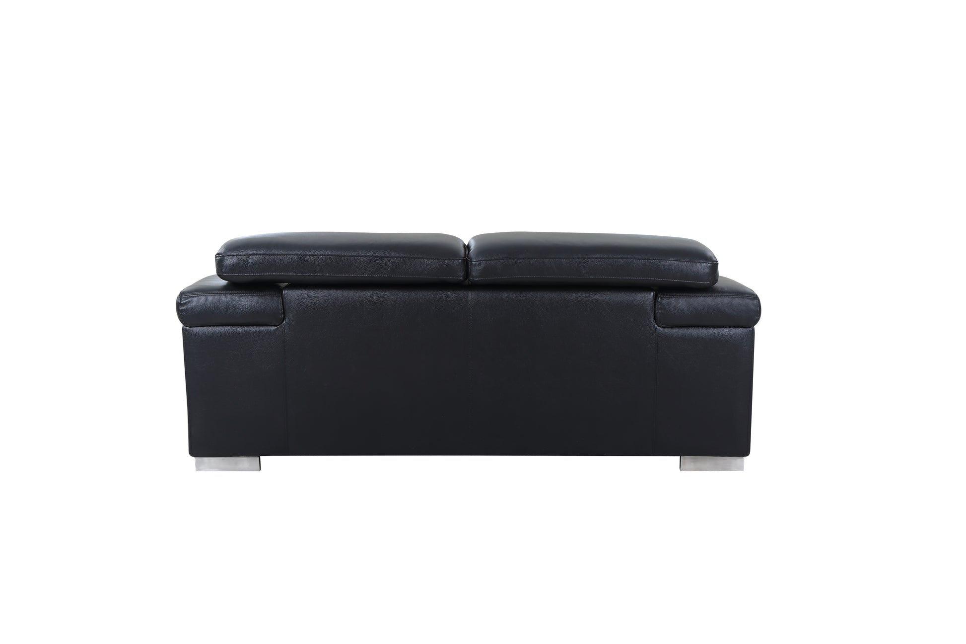 Top Grain Italian Leather Loveseat Black Foam Leather