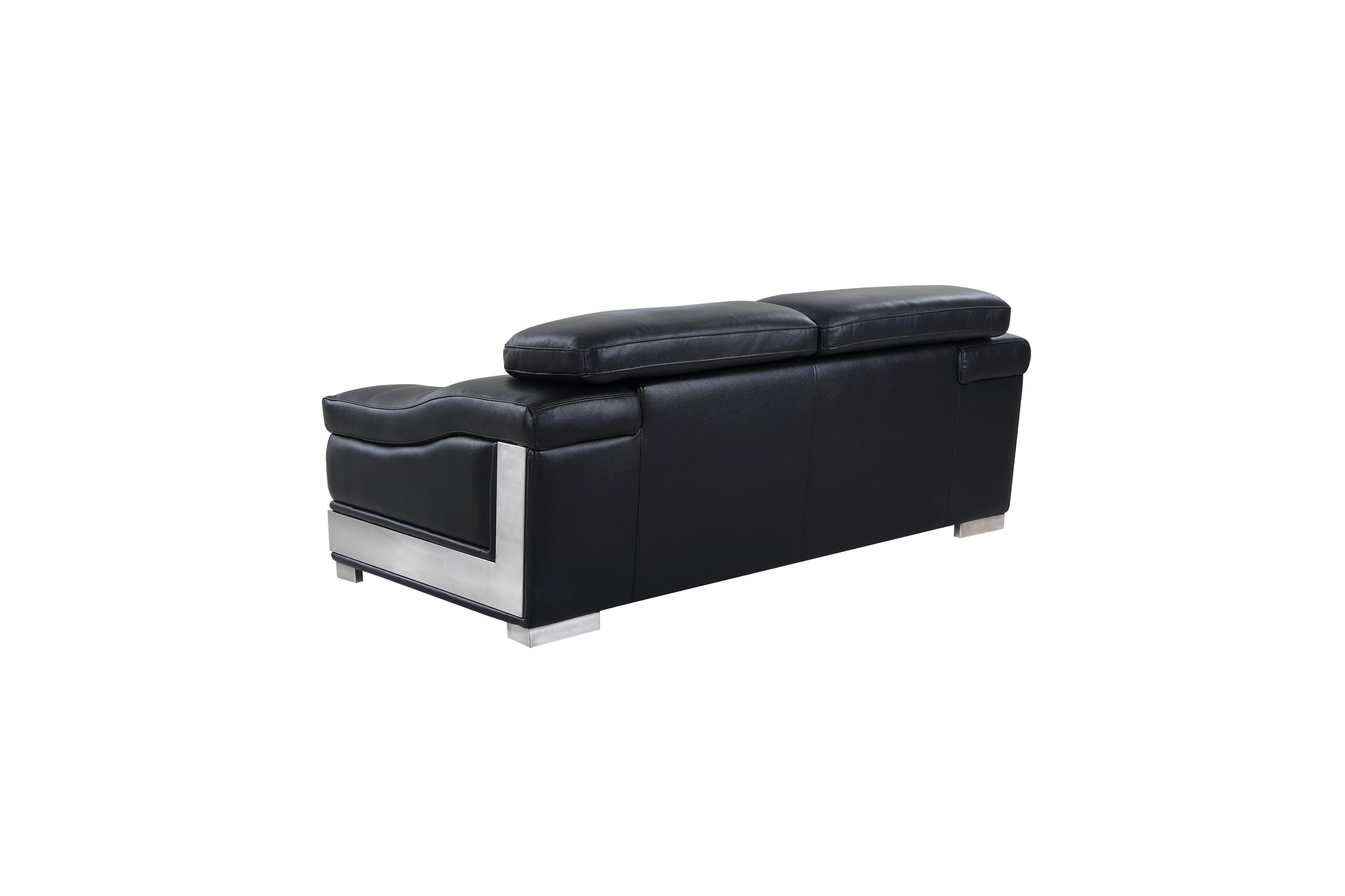 Top Grain Italian Leather Loveseat Black Foam Leather