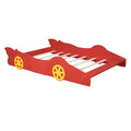 Full Size Race Car Shaped Platform Bed With Wheels,Red Red Plywood