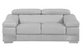 Top Grain Italian Leather Loveseat Light Gray Foam Leather