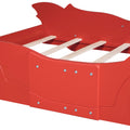 Full Size Race Car Shaped Platform Bed With Wheels,Red Red Plywood