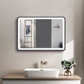24X32 Black Metal Framed Bathroom Mirror For Wall