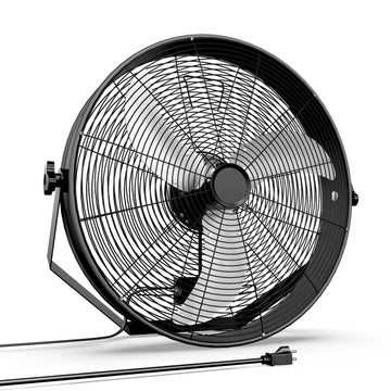 Infinipower 18 Inch High Velocity Wall Mount Fan With Rack, 3 Speed Industrial Commercial Metal Ventilation Fan Black Metal