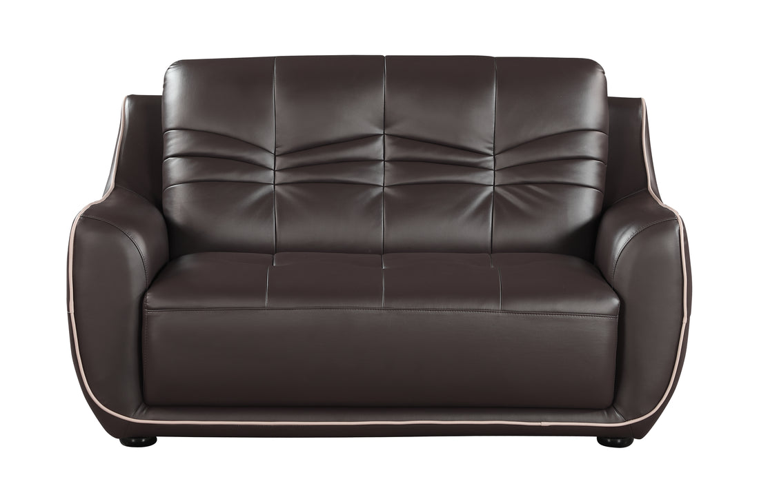 Genuine Leather Loveseat Brown Foam Leather