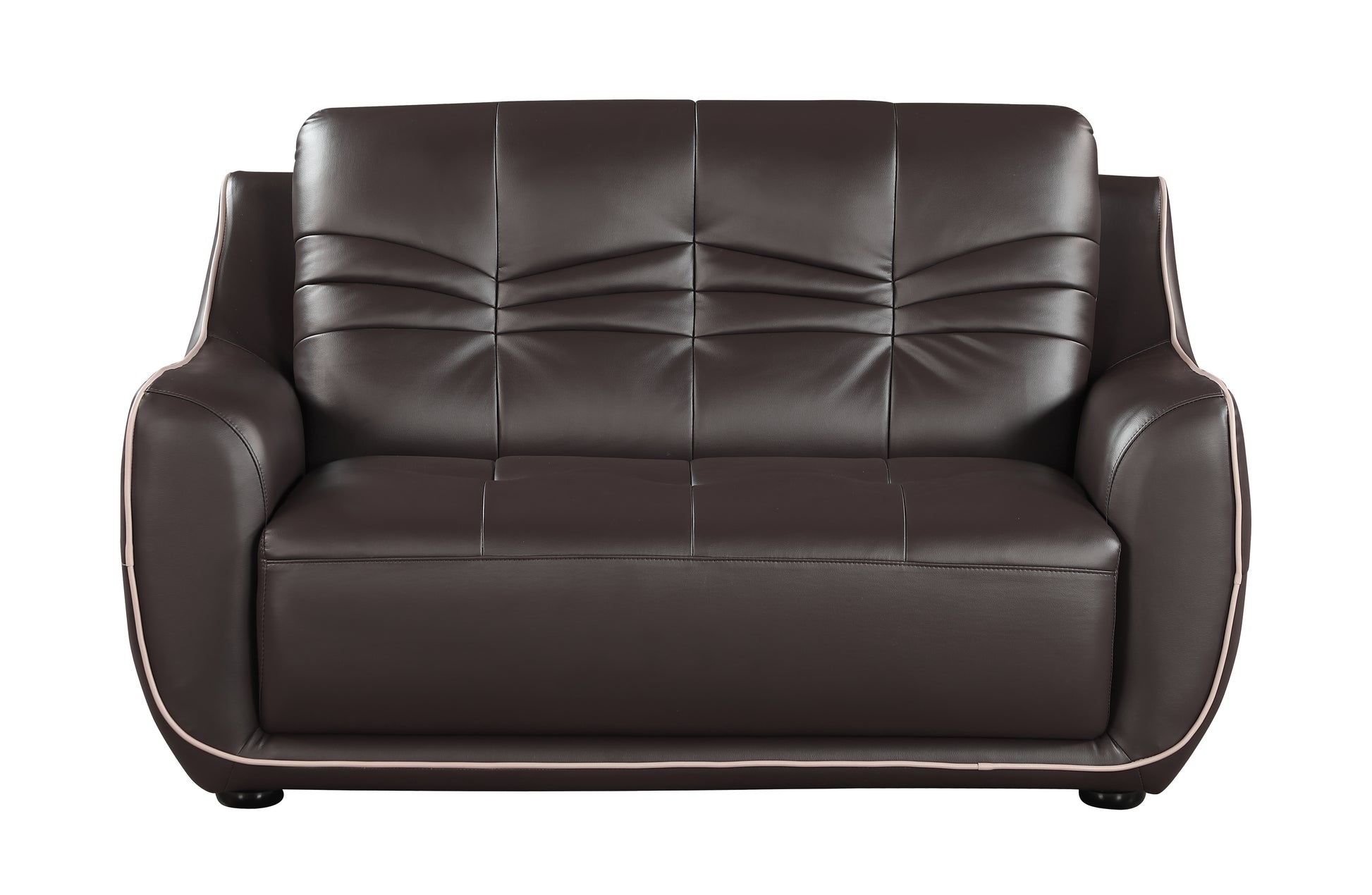 Genuine Leather Loveseat Brown Foam Leather