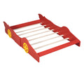 Full Size Race Car Shaped Platform Bed With Wheels,Red Red Plywood