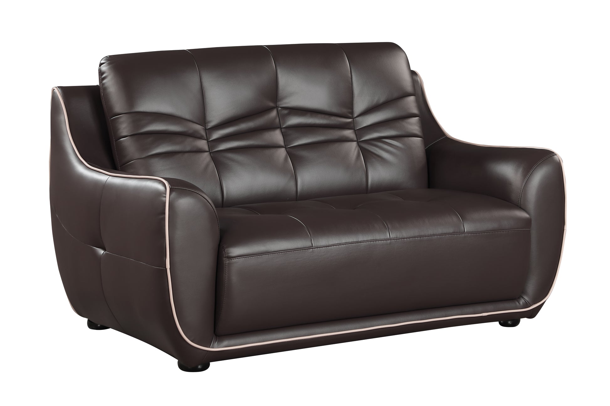 Genuine Leather Loveseat Brown Foam Leather