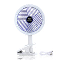 Clip On Fan With Led Lamp, Rechargeable Desk Fan, 4 Speed 360 Rotating Detachable Clamp Fan, Battery Powered Usb Camping Fan Portable For Cart Rv Car Travel Camping Tent Workout Treadmill Bed Desk White Plastic