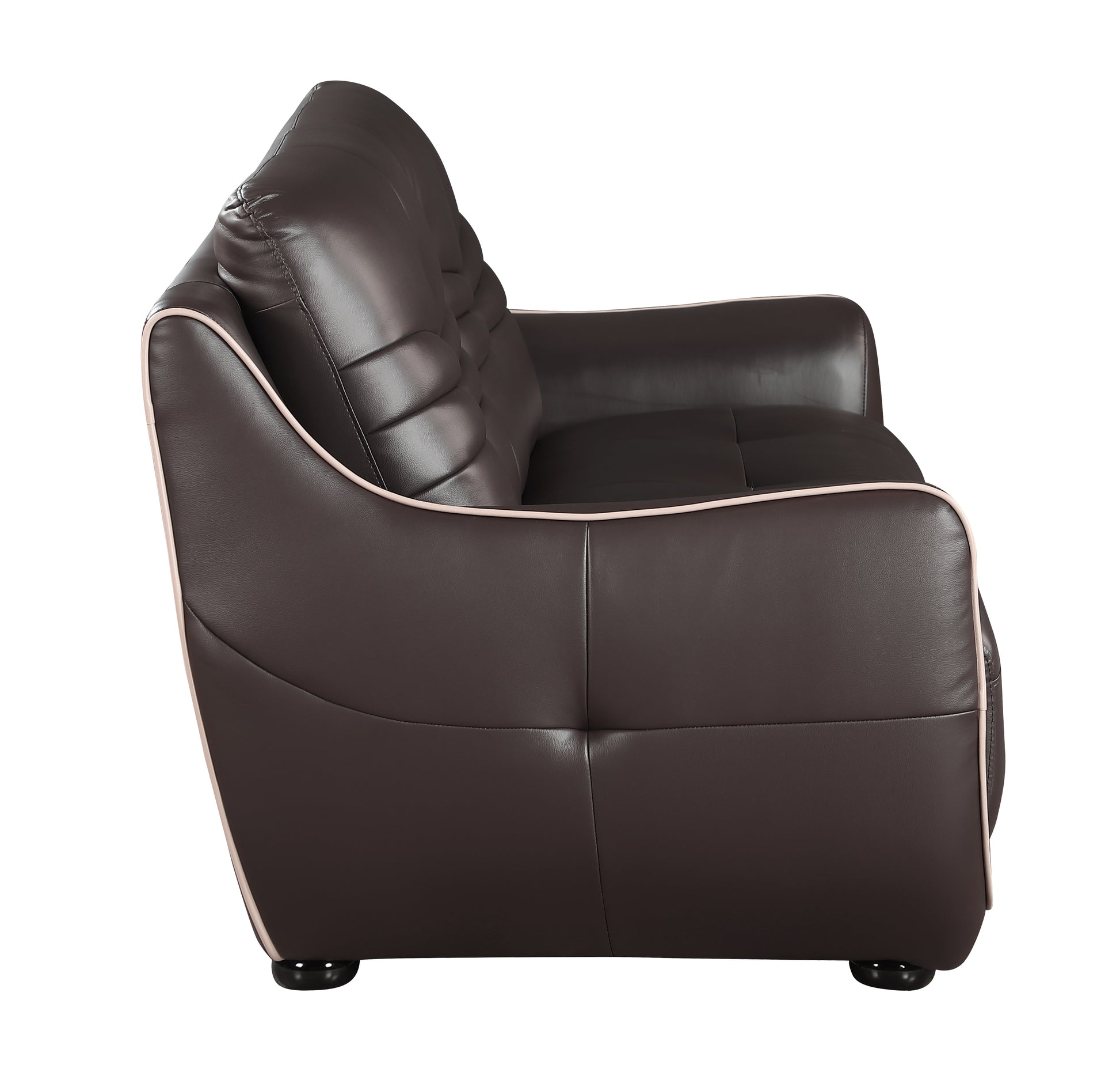 Genuine Leather Loveseat Brown Foam Leather