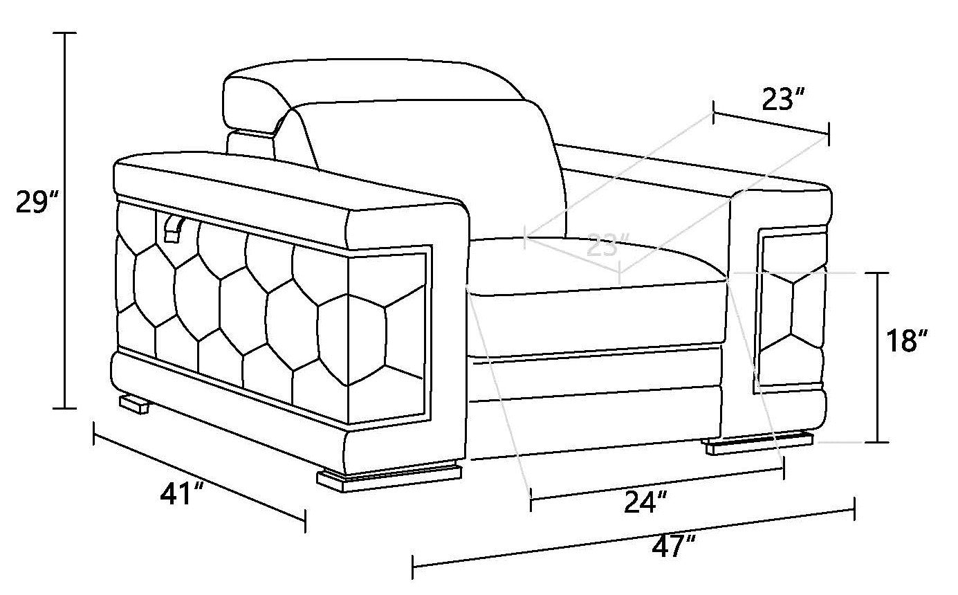 Top Grain Italian Leather Chair Beige Foam Leather