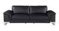 Top Grain Italian Leather Loveseat Black Foam Leather