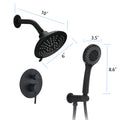 Round Shower System Wall Mounted Rain Mixer Combo Set Matte Black Matte Black Brass