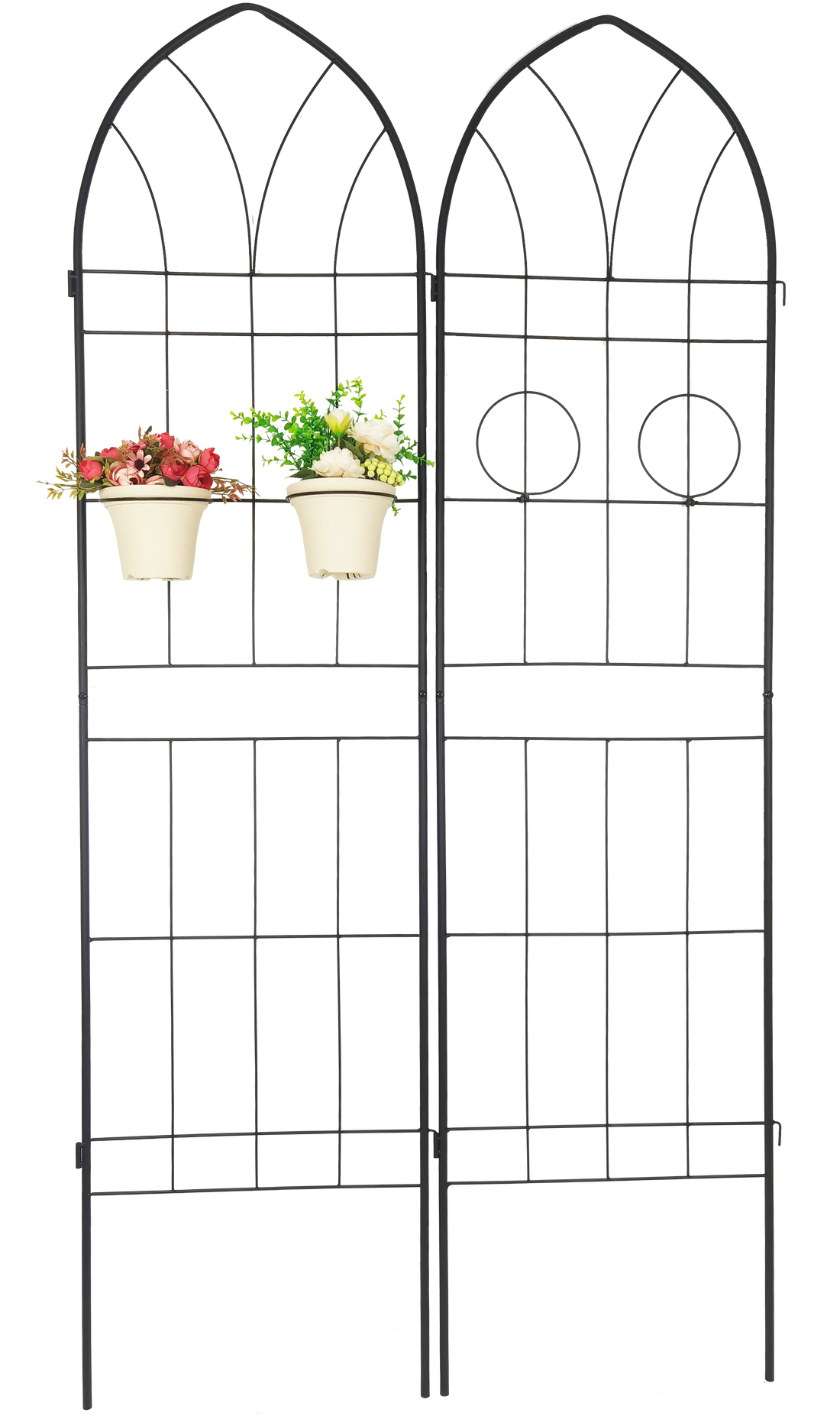 4 Pack Metal Garden Trellis 78.7" X 19.7" Rustproof Trellis For Climbing Plants Outdoor Flower Support Black Black Iron