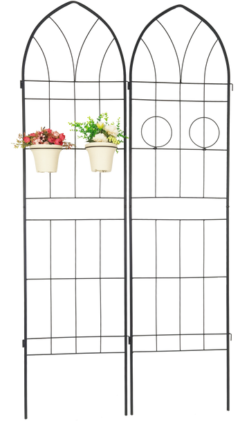 4 Pack Metal Garden Trellis 78.7" X 19.7" Rustproof Trellis For Climbing Plants Outdoor Flower Support Black Black Iron