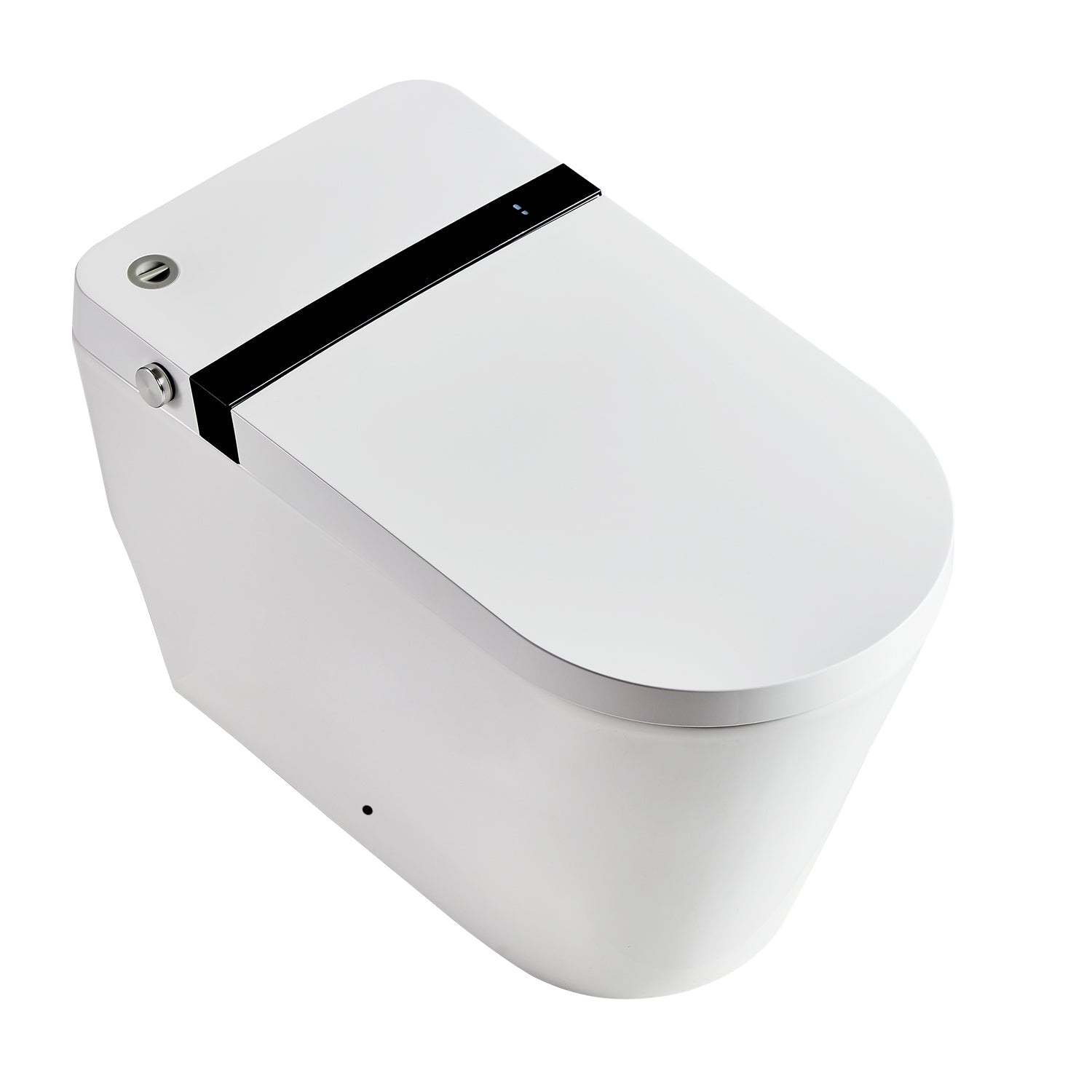 Multifunction U Shaped Smart Toilet Automatic Flush With Remote Control Foot Sensor Night Light White Abs