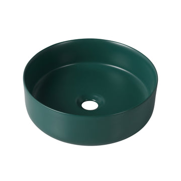 Ceramic Circular Vessel Bathroom Sink Art Sink Green Ceramic