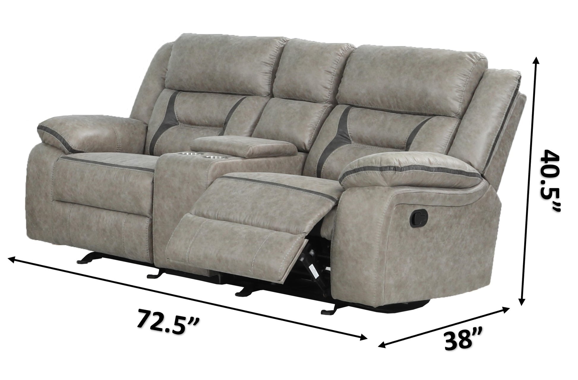 Denali Faux Leather Upholstered 3 Pc Sofa Set Made With Wood Finished In Gray Gray Faux Leather Metal Primary Living Space Medium Soft Cushion Back Contemporary,Modern Solid Wood Mdf Wood 6 Seat