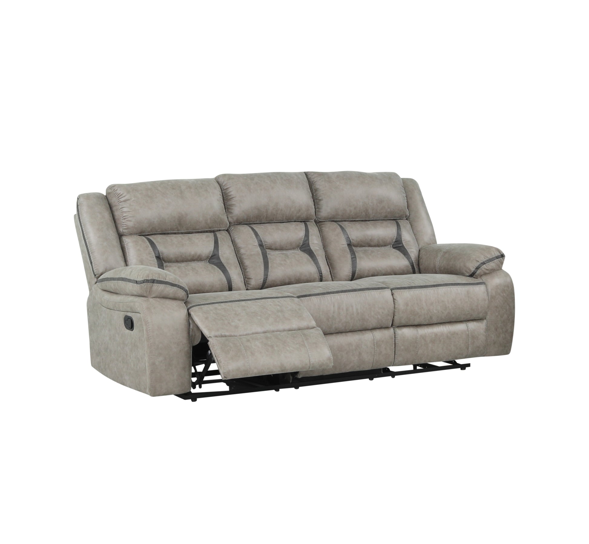 Denali Faux Leather Upholstered Sofa Made With Wood Finished In Gray Gray Faux Leather Metal Primary Living Space Medium Soft Cushion Back Contemporary,Modern Solid Wood Mdf Wood 3 Seat