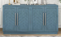 Sideboard With 4 Doors Large Storage Space Buffet Cabinet With Adjustable Shelves And Silver Handles For Kitchen, Dining Room, Living Room Antique Blue Antique Blue Solid Wood Mdf