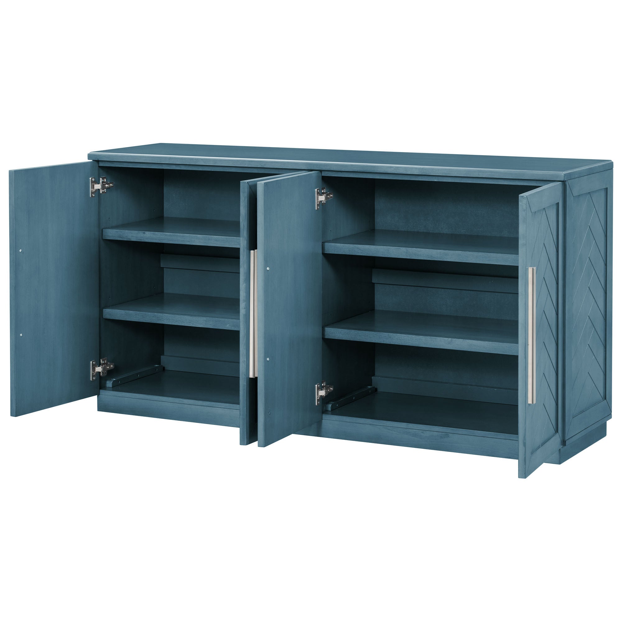 Sideboard with 4 Doors Large Storage Space antique blue-solid wood+mdf