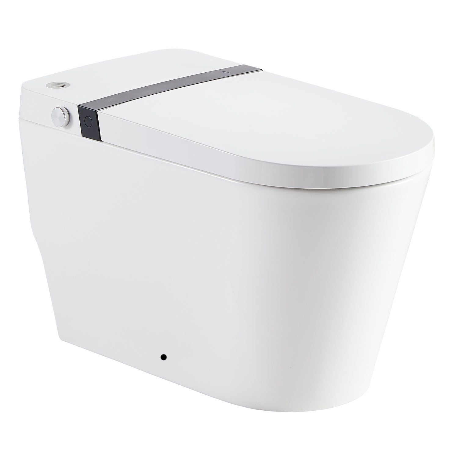 Multifunction U Shaped Smart Toilet Automatic Flush With Remote Control Foot Sensor Night Light White Abs