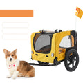 Yellow Outdoor Heavy Duty Foldable Utility Pet Stroller Dog Carriers Bicycle Trailer Yellow Oxford Fabric Steel