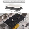 63 Inch Modern Artificial Stone Black Straight Edge Golden Metal X Leg Dining Table 6 People Gray Metal Sintered Stone