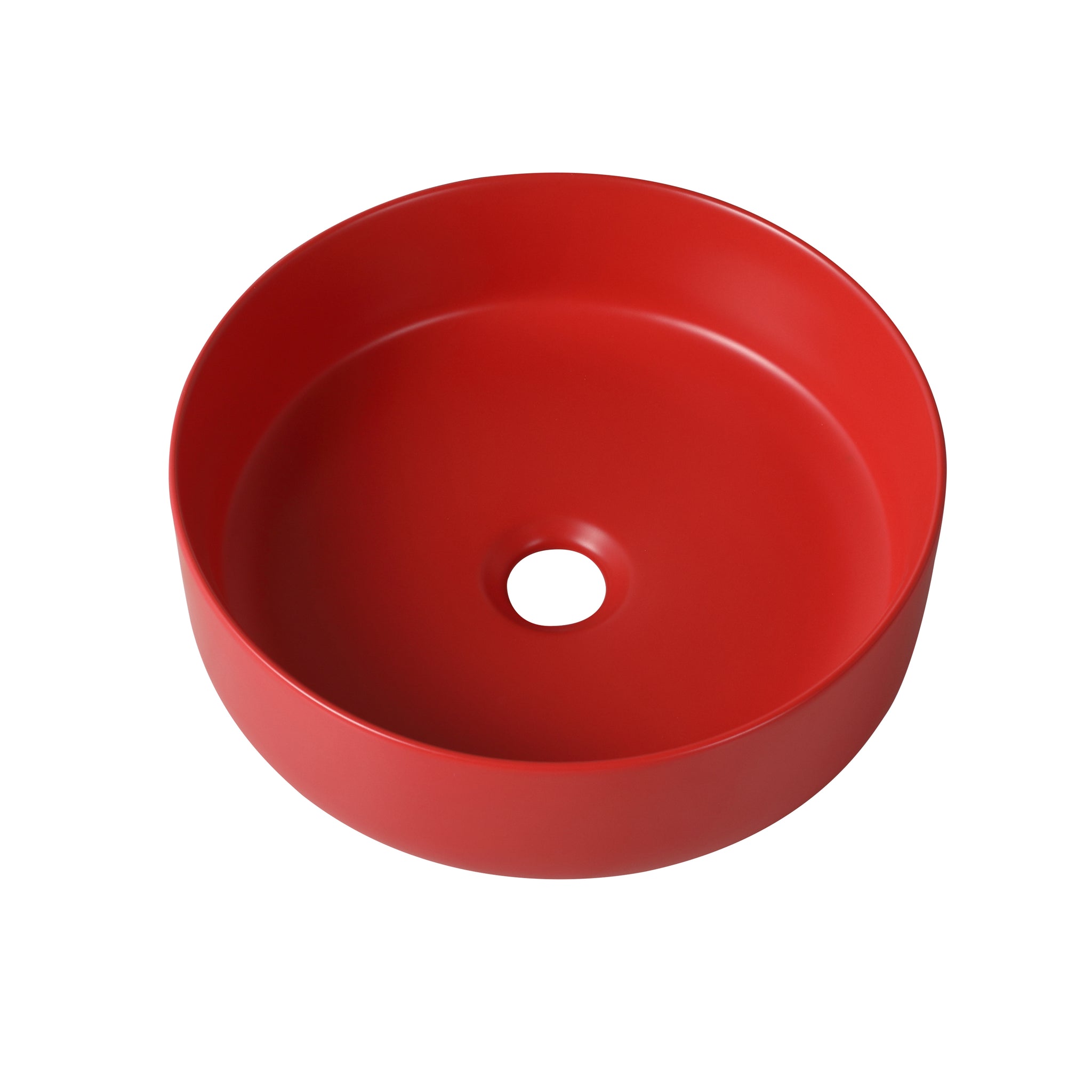 Ceramic Circular Vessel Bathroom Sink Art Sink Red Ceramic