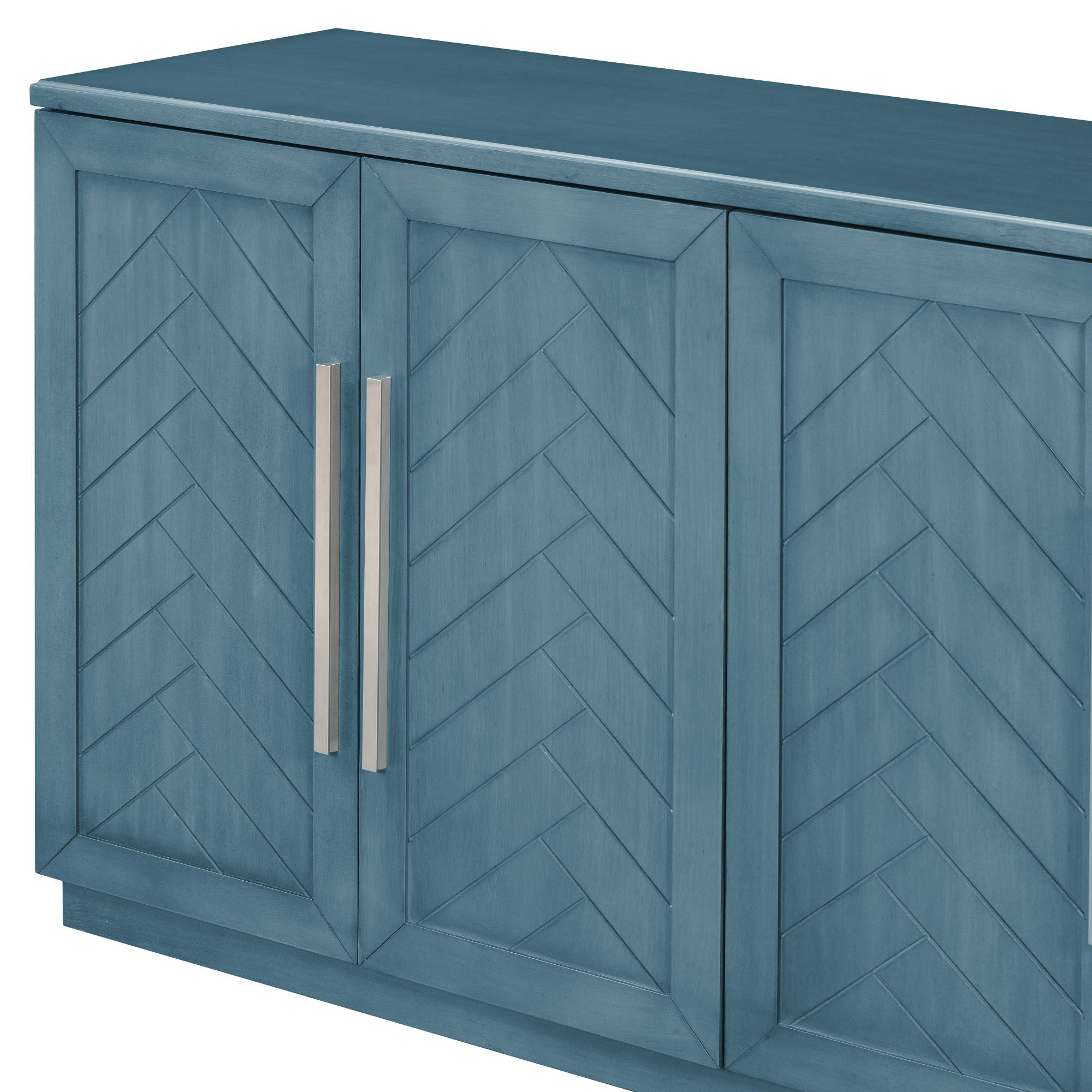 Sideboard with 4 Doors Large Storage Space antique blue-solid wood+mdf