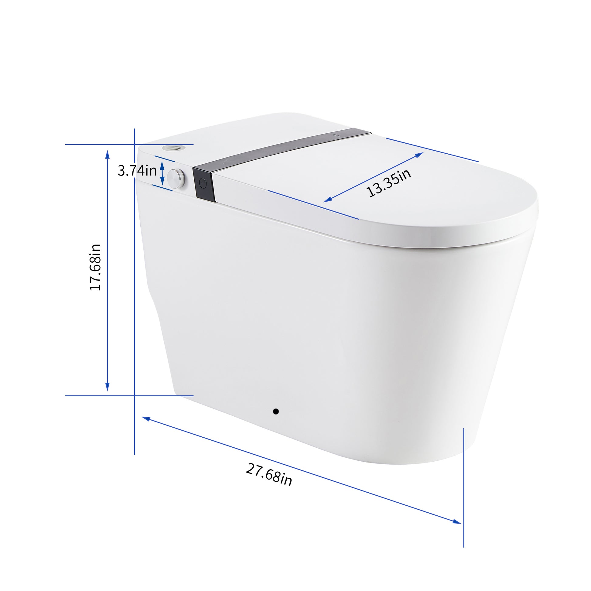 Multifunction U Shaped Smart Toilet Automatic Flush With Remote Control Foot Sensor Night Light White Abs