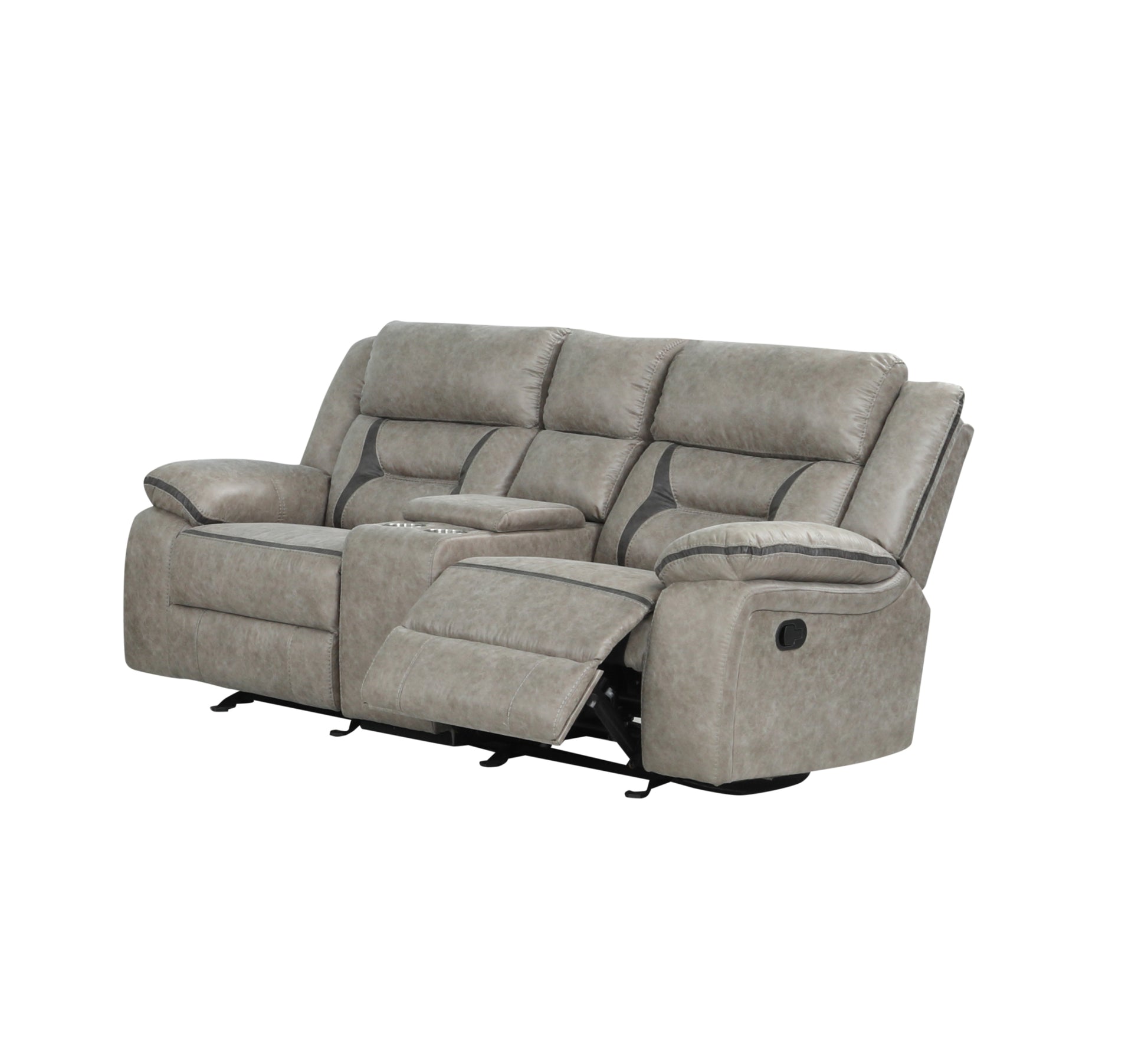 Denali Faux Leather Upholstered Loveseat Made With Wood Finished In Gray Gray Faux Leather Metal Primary Living Space Medium Soft Cushion Back Heavy Duty Contemporary,Modern Solid Wood Mdf Wood