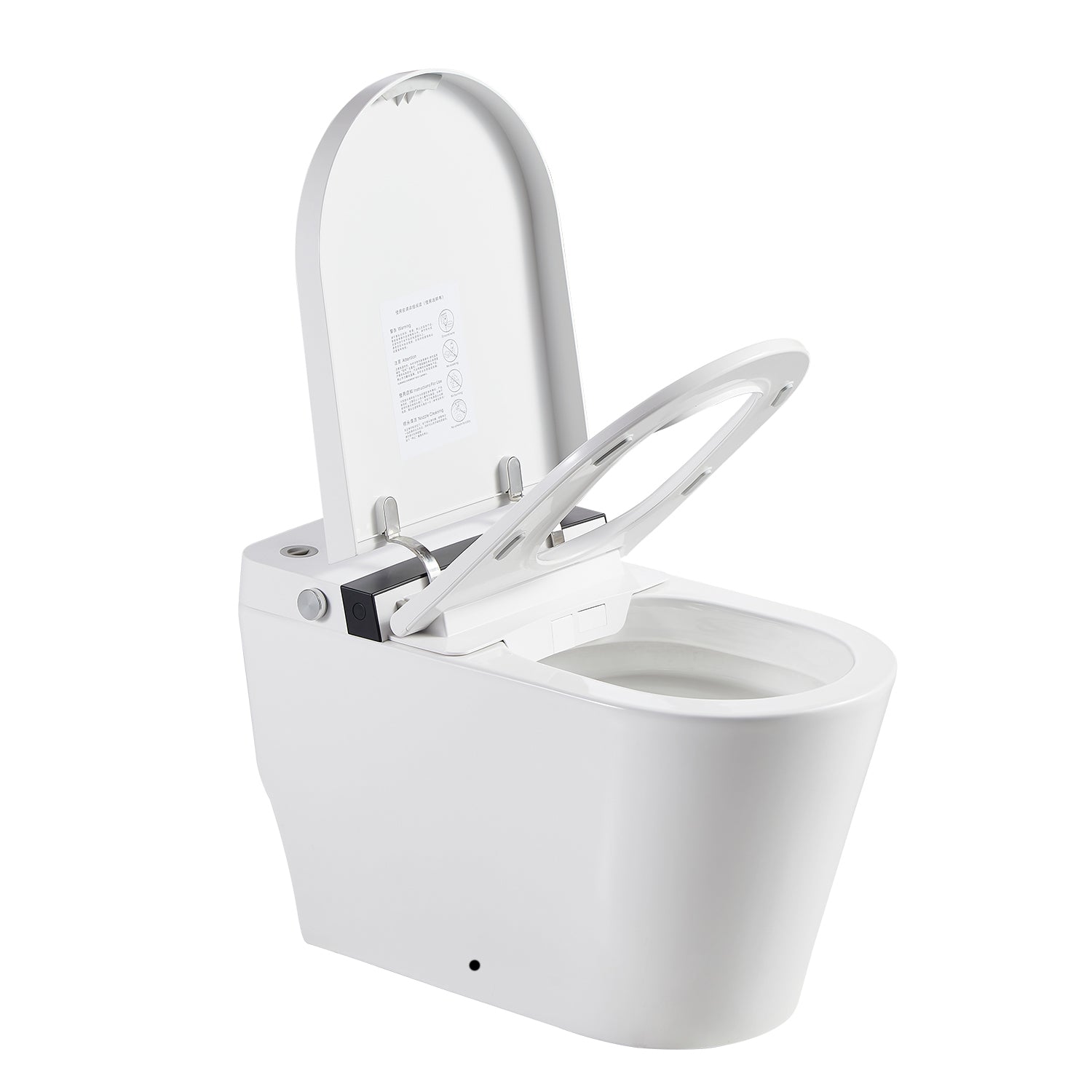 Multifunction U Shaped Smart Toilet Automatic Flush With Remote Control Foot Sensor Night Light White Abs