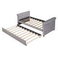 Twin Size Upholstered Daybed With Trundle, Wood Slat Support, Gray Old Sku :Lp000116Aae Gray Upholstered