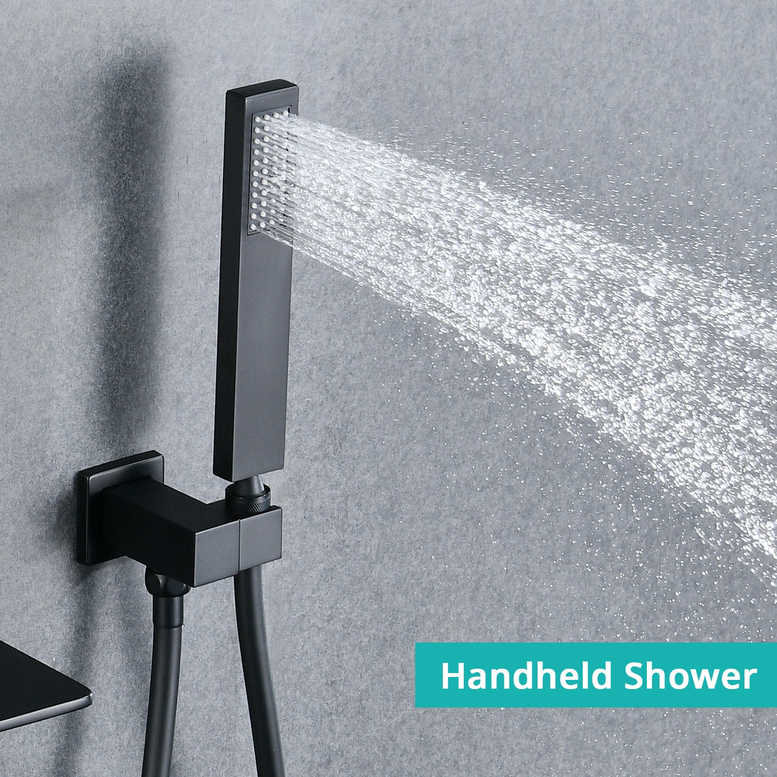 Modern Style Matte Black Wall Mount Tub Filler Bathroom Bathtub Faucet Shower Set Matt Black Brass