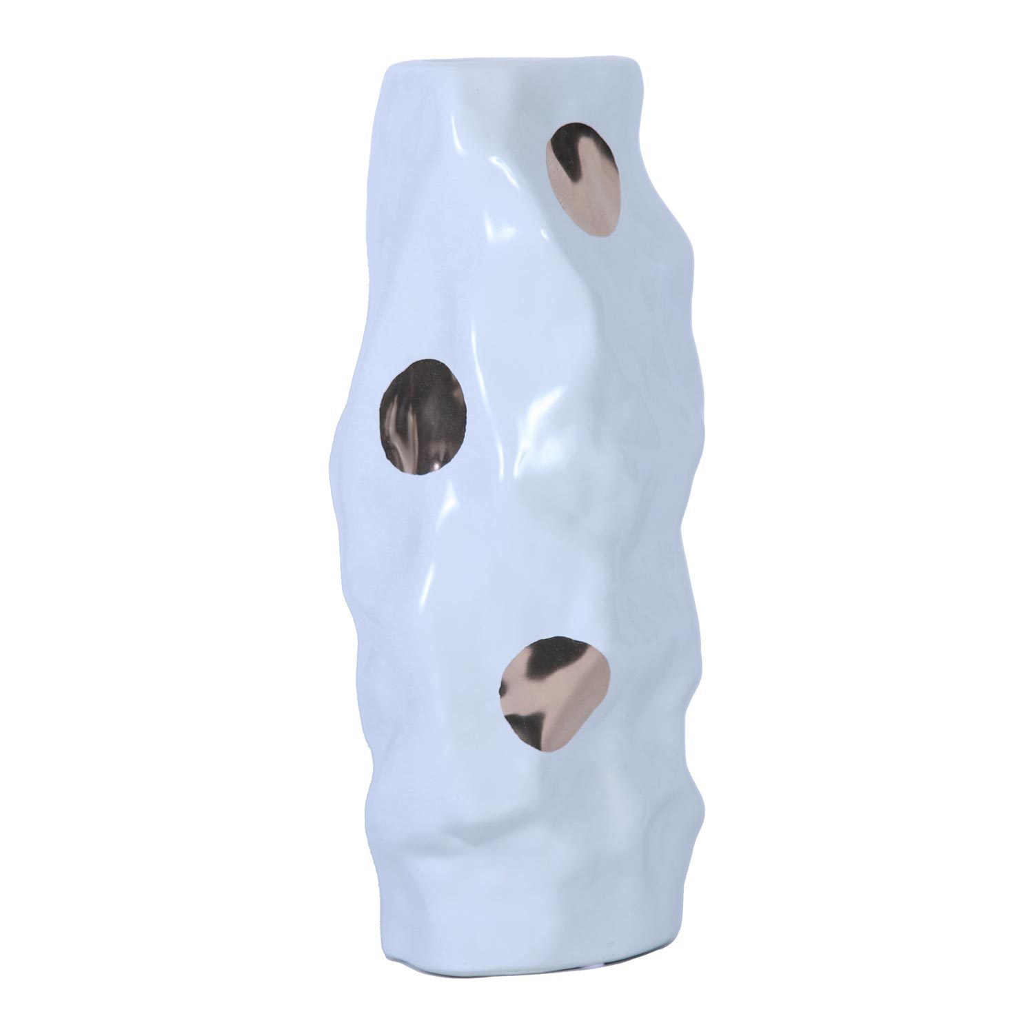 Modern and Elegant White Ceramic Vase with Gold Design white-ceramic