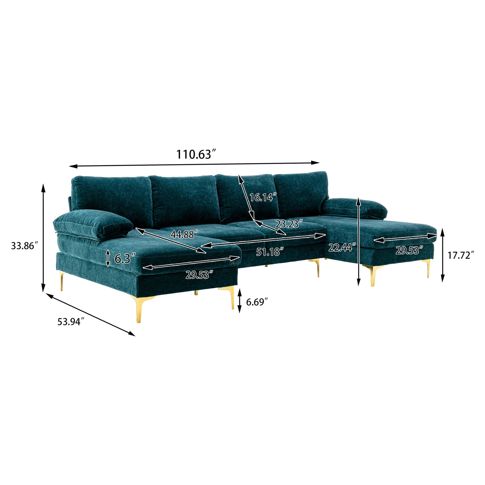 Coolmore Accent Sofa Living Room Sofa Sectional Sofa Teal Blue Polyester