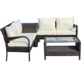 4 Piece Patio Sectional Wicker Rattan Outdoor Furniture Sofa Set With Storage Box Brown Brown Iron