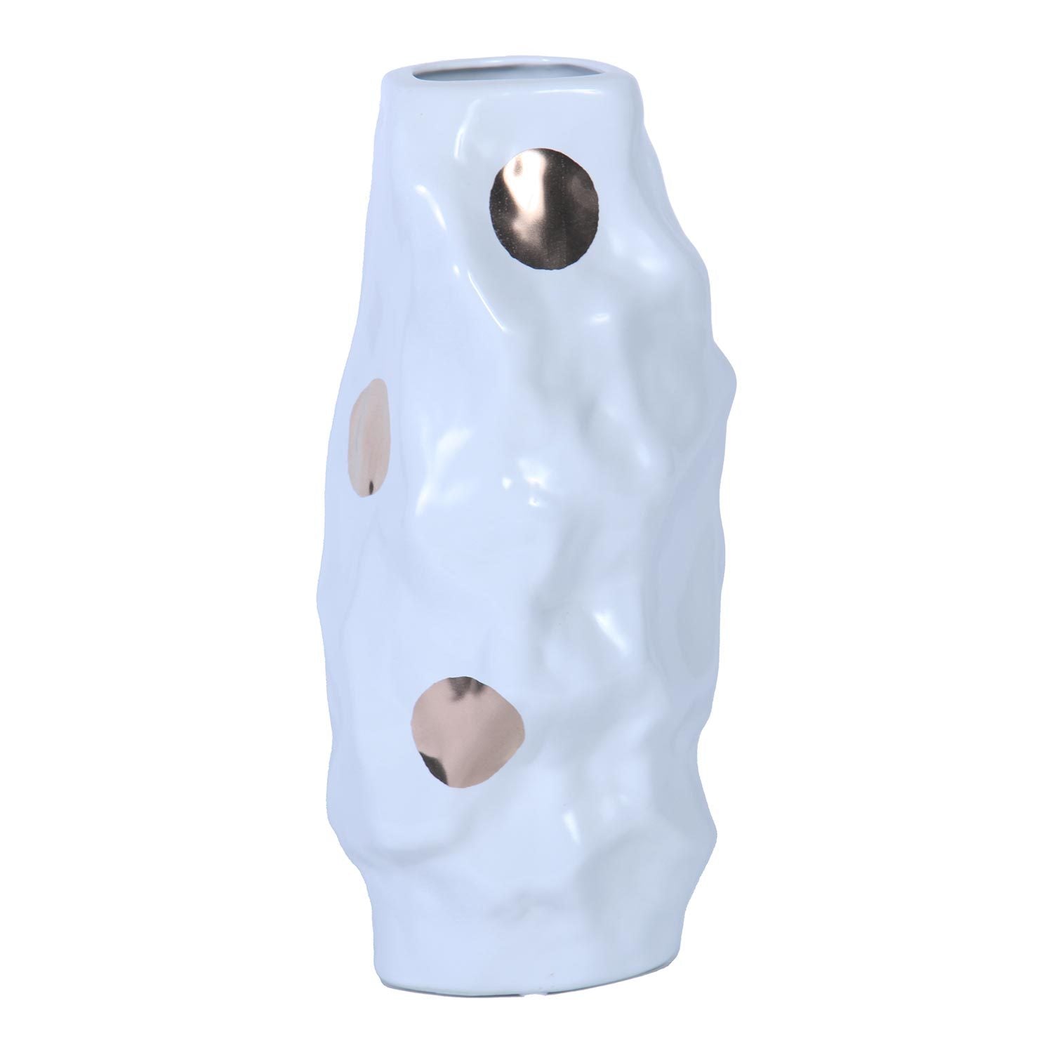 Modern and Elegant White Ceramic Vase with Gold Design white-ceramic