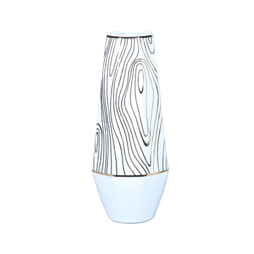 White Ceramic Vase With Gold Wood Grain Design Elegant And Versatile Home Decor White Ceramic