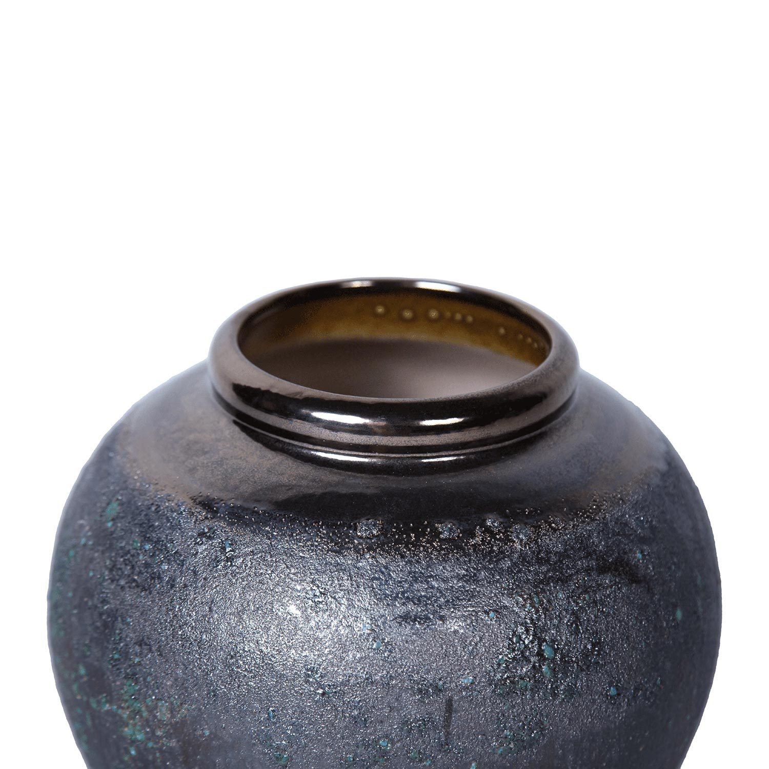 Vintage Smoke Ceramic Vase 8.7"D x 8.7"H Artisanal smoke-ceramic
