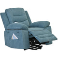 Massage Recliner,Power Lift Chair For Elderly With Adjustable Massage And Heating Function,Recliner Chair With Infinite Position And Side Pocket For Living Room ,Blue Blue Foam Linen