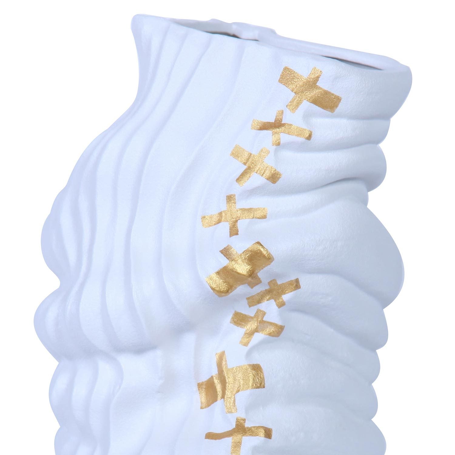 Modern and Elegant White Ceramic Vase with Gold white-ceramic