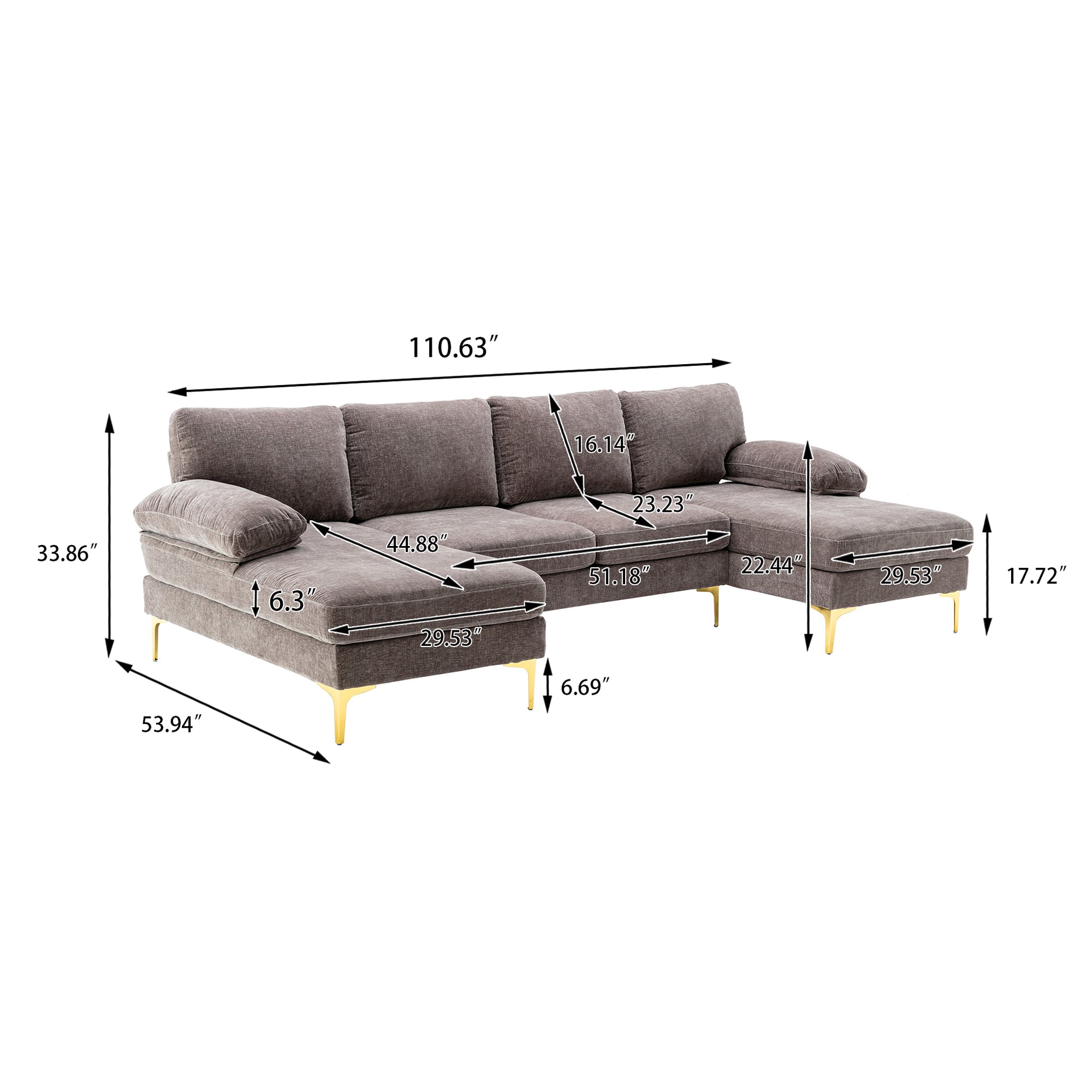 Coolmore Accent Sofa Living Room Sofa Sectional Sofa Gray Polyester