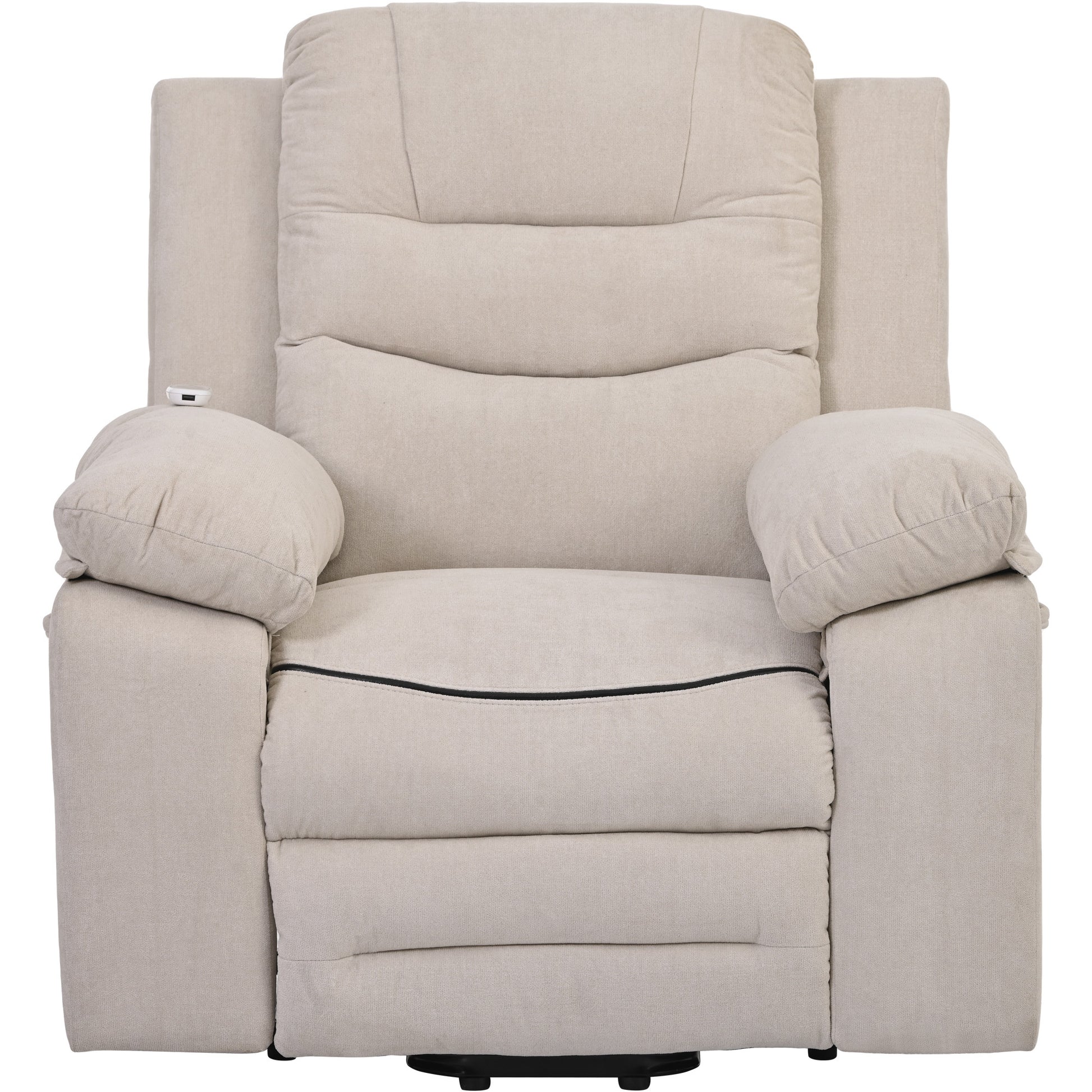 Massage Recliner,Power Lift Chair For Elderly With Adjustable Massage And Heating Function,Recliner Chair With Infinite Position And Side Pocket For Living Room ,Beige Beige Foam Linen