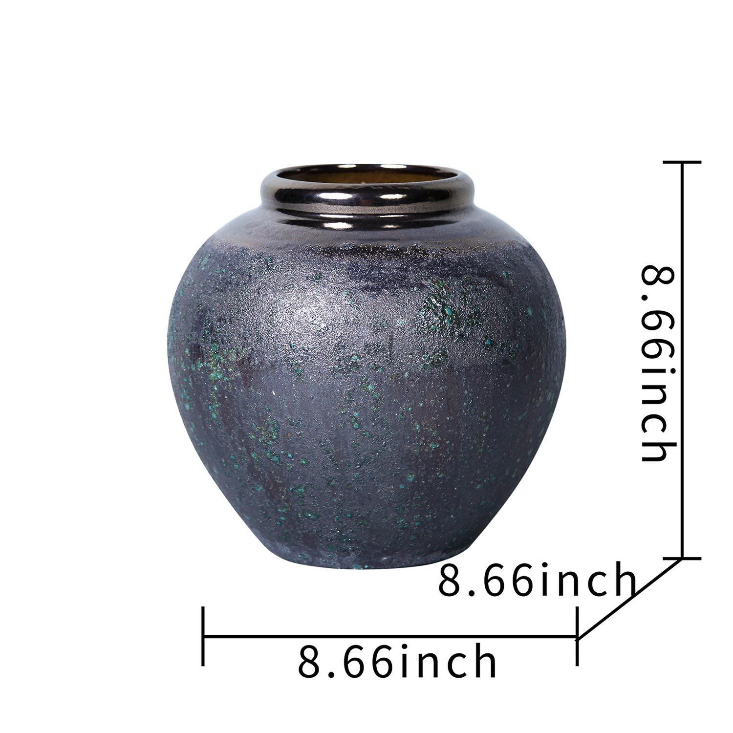 Vintage Smoke Ceramic Vase 8.7"D x 8.7"H Artisanal smoke-ceramic