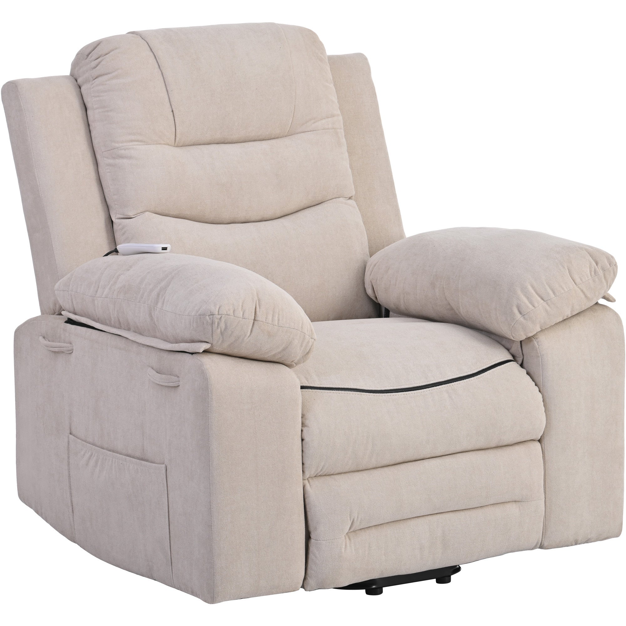 Massage Recliner,Power Lift Chair for Elderly with beige-foam-linen