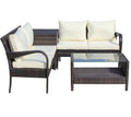4 Piece Patio Sectional Wicker Rattan Outdoor Furniture Sofa Set With Storage Box Brown Brown Iron