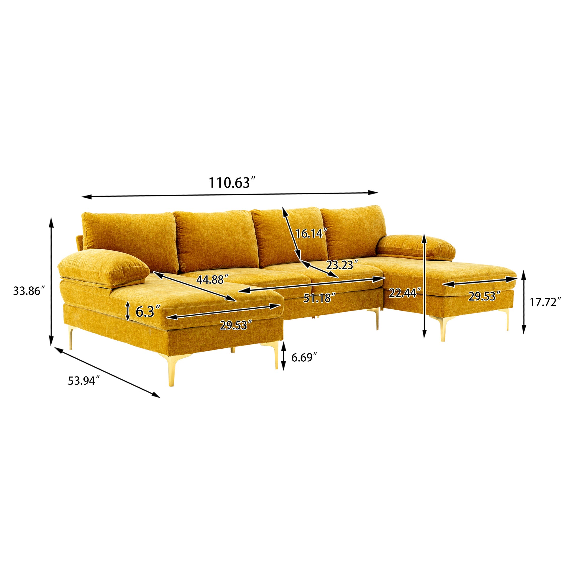 Coolmore Accent Sofa Living Room Sofa Sectional Sofa Mustard Yellow Polyester